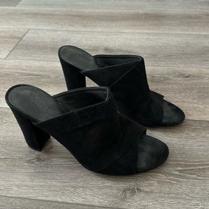 VINCE Suede Black Mules